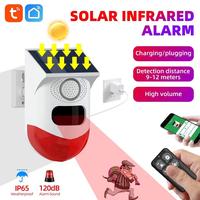 Alarma Infrarroja PIR Solar para Exteriores con WiFi Tuya, Sirena Inalámbrica, Sistema de Seguridad para el Hogar, Resistente al Agua, Control Remoto por Aplicación, Portátil, ABS