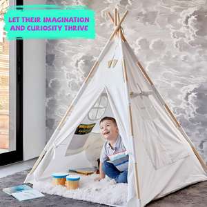 Offre Spéciale coton naturel tente <span class=keywords><strong>de</strong></span> jeu pour enfants monocouche été <span class=keywords><strong>jardin</strong></span> plage Camping <span class=keywords><strong>tipi</strong></span> Style château maison pour enfants - Product Image 2