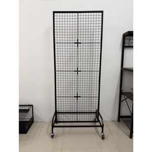 Panneaux muraux en grille de fer Db Wholesale, lot de 2, présentoirs autoportants double face, étagères suspendues en métal à base en T, style industriel - Product Image 6