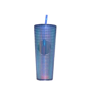 24oz Gradient Color Plastic Acrylic Cold Cups Insulated Reusable Cups