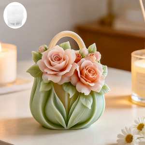 Molde de Silicona 3D con Forma de Bolso de Mano con Diseño de Peoní<span class=keywords><strong>a</strong></span> para Resina Epoxi, Decoración de Pasteles, <span class=keywords><strong>Fondant</strong></span>, Adornos para Cupcakes y Manualidades con Arcilla Polimérica - Product Image 4