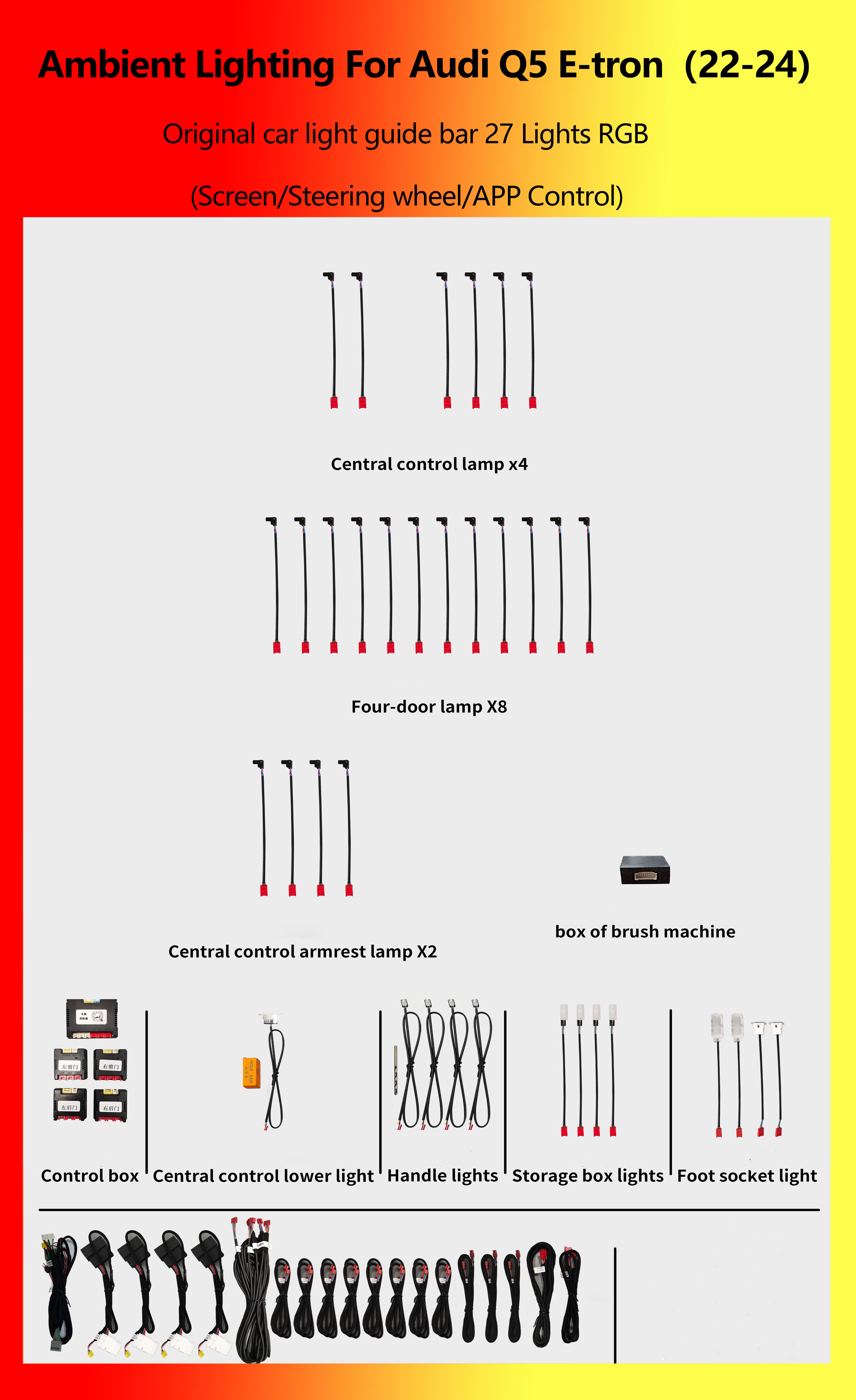 Audi Q5 E-tron Original car light guide bar 27 Lights RGB
