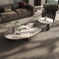 Table basse moderne pour salon, en marbre artificiel et structure métallique, style minimaliste italien, table décorative pour la maison ou le bureau