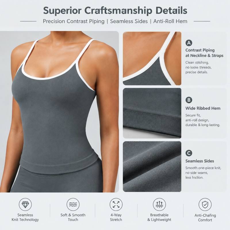 Body Contouriing Pattern Women's Body Contouring Seamless Sports Vest Seamless Knit Vest Four ...