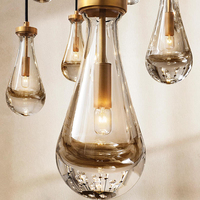 Lámpara Colgante Moderna de Lujo con Gotas de Lluvia de Cristal, Araña de Techo Redonda de Latón con Gotas de Lluvia para Sala de Estar, Decoración del Hogar