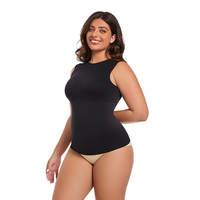 Top sculptant sans coutures transfrontalier le plus vendu pour la taille et l'abdomen, avec longueur étendue pour col rond, grande taille