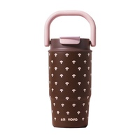 Tasse à café isotherme portable élégante en acier inoxydable 316L à double usage, motif léopard, avec poignée, anti-fuite, pour femme
