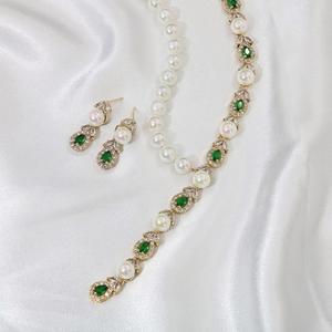 HIBRIDE Zircons Dangle Drop Cubic Zirconia Simulé Perle Collier Boucles D'oreilles Femmes Fête De Mariage Costume Bijoux Ensembles N-1564 - Product Image 4