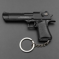 Desert Eagle Model Pistol logam Mini, gantungan kunci mainan liontin untuk tampilan atau koleksi