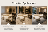 Ensemble de canapés modulaires sophistiqués en velours doux, canapé sectionnel en tissu pour salon avec grand ottoman, luxe discret pour la maison