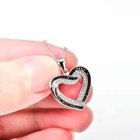 Fine Jewelry Collier en forme de coeur en zircon noir personnalisé en argent sterling 925 pour femme