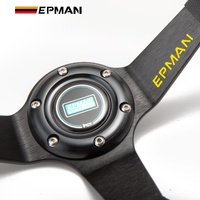 Volant de course universel EPMAN 350 mm (14 pouces) à fond profond en cuir PVC pour voiture, drift, sport, 6 boulons, PCD 70 mm EP-FXP7709