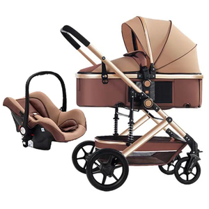 รถเข็นเด็กทารกแบบ3 in 1โครงสีทองรถเข็นนั่งรถเข็นเด็กน้ำหนักเบา - Product Image 1