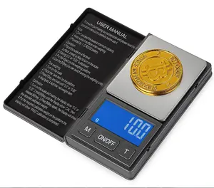 Balanza de bolsillo electrónica digital de color gris oscuro con diseño de cuaderno pequeño elegante