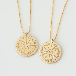 Collier Soleil Lune Rising Zodiaque Roue Astrologie Roue Zodiaque Roue Collier Signe Soleil Collier En Gros Bijoux Faits À La Main - Product Image 5