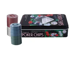 Karakteristik eğlence 100 adet 4g Poker Chips oyunu seti teneke kutu tahtası Poker Chips oyunu seti