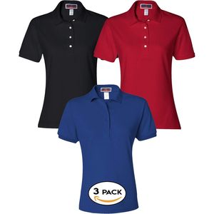 Women 437WR Women's <b>Polo</b> <b>Shirt</b> <b>3</b> <b>Pack</b> Quick Dry Polyester Cotton Blend Sport Wear - Product Image 1