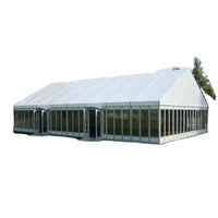 Grande tente carrée à double paroi en verre avec structure en aluminium, chapiteau moderne pour banquets, mariages, fêtes et salons professionnels