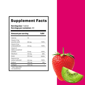 Tabletas efervescentes de colágeno OEM de etiqueta privada con sabor a fresa y kiwi, compatibles con una piel suave que promueve el crecimiento saludable del cabello - Product Image 2