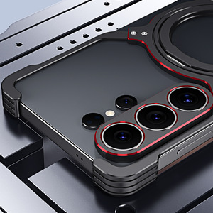 Coque de téléphone magnétique en aluminium rotative à 360° avec protection d'objectif d'appareil photo sans cadre et support intégré pour Samsung S26 Ultra S25 - Product Image 3