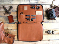 Porte-documents en cuir Crazy Horse vintage, organiseur professionnel pour affaires avec fermeture éclair, fabrication OEM&ODM, marque fabriquée en Chine