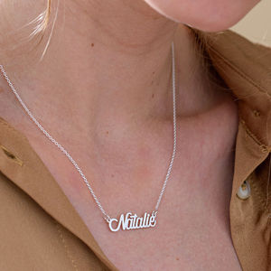 Collar con placa de identificación inicial personalizada, regalo de joyería, chapado en oro rosa, collar con nombre de Plata de Ley 925 personalizado - Product Image 5