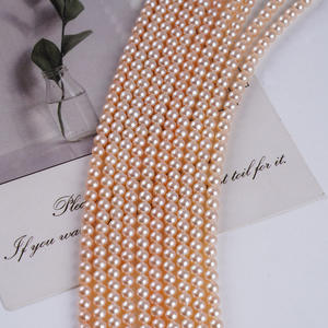 Bracelet et collier en perles d'eau douce naturelles de Zhuji, perles semi-finies pour bricolage, perles rondes blanches de 3,5 à 4 mm, perles en vrac - Product Image 3