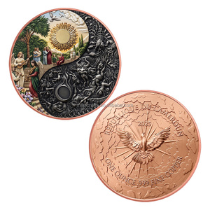 Moneda de cobre redonda de 1 onza .999 de cobre fino, diseño de Cielo y Infierno Yin Yang, Ángel y Demonio, en alto relieve, moneda coleccionable de cobre - Product Image 4