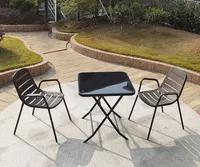 Açık Bistro seti 2 sandalye ve 70cm cam kare masa veranda mobilya takımı Modern açık