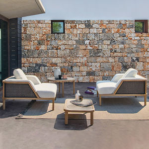 Ensemble canapé Love Seat moderne en bois de teck massif blanc Mobilier <span class=keywords><strong>d</strong></span>'extérieur écologique pour balcon et parc de villas - Product Image 3