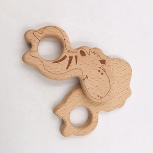 Natural no tóxico de madera de haya bebé mordedor mapache/erizo/pug/cebra Animal formas los dientes juguete para el bebé - Product Image 6