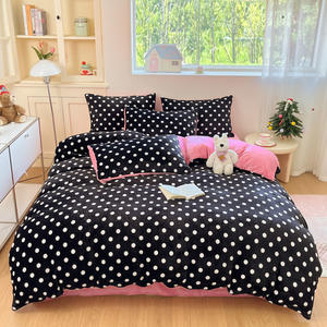 Ensemble de literie pour enfants en <span class=keywords><strong>velours</strong></span> de lait polyester, design de cœur de dessin animé, simple, mignon, frais, moelleux, super doux, 4 pièces, pour l'hiver - Product Image 4