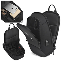 Sac bandoulière homme imperméable OEM avec bandes texturées, ports USB, multiples poches, résistant à l'eau, luminescent dans le noir, sac de poitrine pour homme