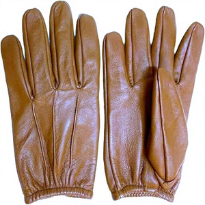 Gants de conduite unisexes en cuir bordeaux, à doigts entiers, toutes saisons, en cuir véritable, compatibles avec les écrans tactiles - Product Image 3