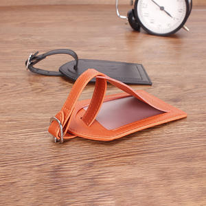 Étiquette de bagage personnalisée en cuir PU noir/orange avec logo estampé à chaud pour nom et identification - Product Image 3