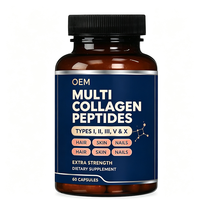 Capsules de collagène en peptides complexes à marque privée OEM, 60 unités, complément alimentaire pour une consommation quotidienne