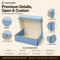 Boîtes d'expédition personnalisées bleu pastel en gros avec bande déchirable, boîtes en carton pour vêtements de bébé, boîtes cadeaux pour vêtements de nouveau-né