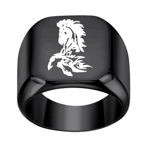 Anillo Cuadrado de Acero de Titanio para Hombre, 18MM, Diseño de Caballo Galopante, Joyería de Moda Punk Minimalista, Regalo - Product Image 5
