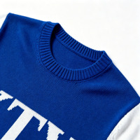 Vente en gros de vêtements en tricot pour hommes, nouveau pull décontracté, sweat-shirt à manches courtes personnalisé bleu et blanc pour hommes