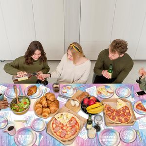 แผ่นกระดาษฟอยล์สีทองทรงกลมขนาด9นิ้วของใช้บนโต๊ะอาหารสำหรับงานเลี้ยงวันเกิดของเด็กชุดตกแต่งสีรุ้งแบบทันสมัย - Product Image 2