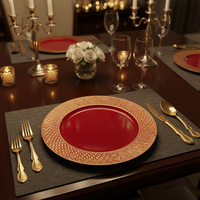 Assiettes de Présentation en Gros 13 Pouces Luxe en Plastique PP Motif Personnalisé Durable Réutilisable Mariage Anniversaire Dîner