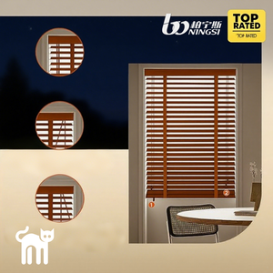 Оптовая продажа, автоматические деревянные жалюзи, толстые Искусственные деревянные горизонтальные роликовые шторы, встроенные электрические для отелей, Бесплатная веревка - Product Image 6