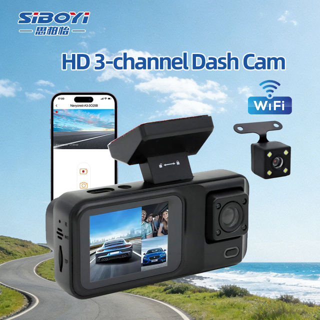 Car Dash Cam Video Recorder Dual Three Lens Front/Rear G-Sensor Motion Detection Loop Recording WiFi Optional Parking Mode Night