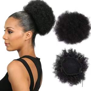 Extensions courtes synthétiques de 27cm et 125g, postiches <span class=keywords><strong>chignon</strong></span> afro, queue de cheval bouclée crépue et bouclée <span class=keywords><strong>pour</strong></span> femmes noires - Product Image 1