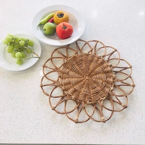 Meilleure vente ensemble de napperons ronds jacinthe d'eau tissé bambou fabriqués à la main cuisine Table tapis matériel environnemental - Product Image 4