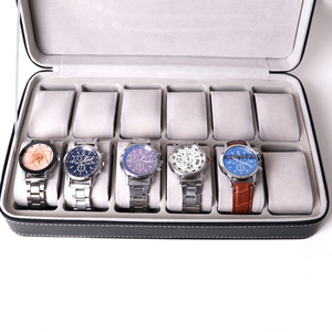 Voyage <span class=keywords><strong>6</strong></span> fentes <span class=keywords><strong>montres</strong></span> boîte de <span class=keywords><strong>rangement</strong></span> en cuir PU noir stockage luxe montre-bracelet Bracelet boîtier boîte - Product Image 4