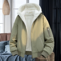 Veste d'hiver personnalisée pour homme avec doublure épaisse et moelleuse, veste à capuche, veste décontractée ample, veste en coton polyvalente