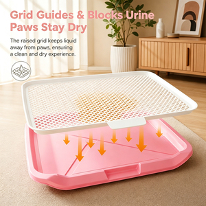 Toilette plate XL pour chien d'intérieur 63x48cm, bac d'apprentissage pour chiot, support pour tapis de propreté, en plastique, lavable, simple, livraison directe UE - Product Image 5