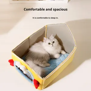 Tempat Tidur Berbentuk Rumah untuk Kucing & Anjing, Hangat di Musim Dingin, Universal untuk Empat Musim, dengan Alas yang Dapat Dilepas untuk Hewan Peliharaan Kecil - Product Image 6