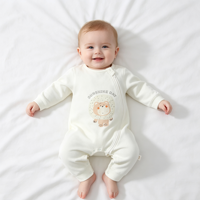 Combinaison de nuit en coton à manches longues pour bébé, imprimé ours, fermeture éclair latérale, grenouillère à boutons-pression pour le quotidien